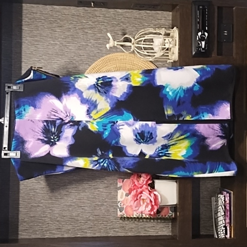 Worthington Skirt Front Slit Detail Side Zipper Floral Size 16 Work Chur…